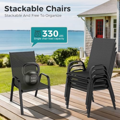 pamapic outdoor dining sets for 6, rectangular steel, view 9