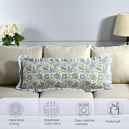 ridhi asparagus green block print ruffle pillow sham, package contents