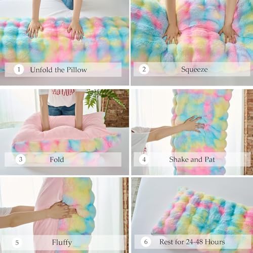 luxury shaggy faux fur body pillow,fluffy bed pillow on a desk or shelf