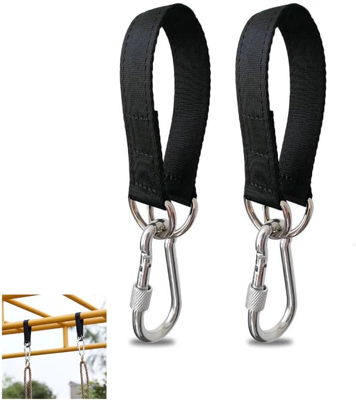 2 Pack Tree Swing Straps Hanging Kit 50cm 400lbs Heavy Duty Belt with Safer Lock Snap Hook Clip Carabiner Connector for Hammock Punching Bag Swings Chair Seat Gym Bar Handle Cable Outdoor