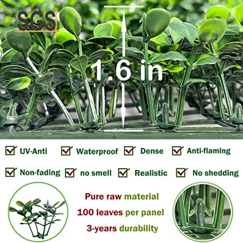 bybeton 24pk 10"x10" fake boxwood greenery backdrop privacy, close-up detail