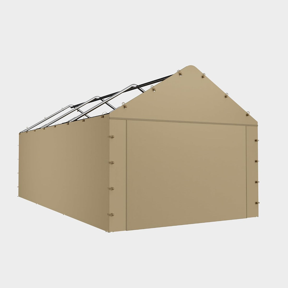 carport sidewall panel with elastic ball bungees, for showing dimensions