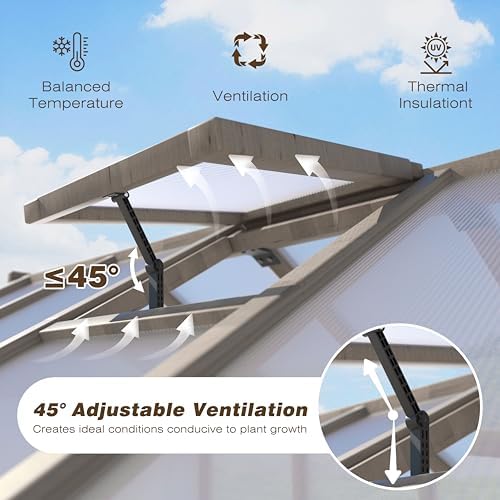 veikou 8’x8’ greenhouses for outdoors, walk-in wood greenhouse, close-up detail