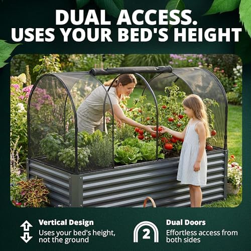 raised garden bed cover 6x3, crop cage for shown in use