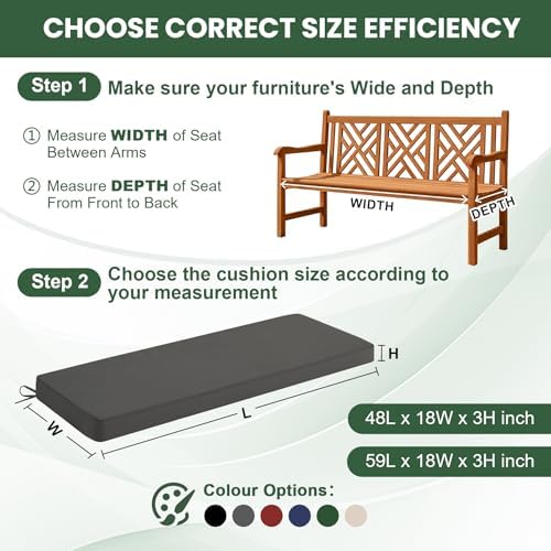 outdoor bench cushion waterproof, 48x18 inch bench cushion on a desk or shelf