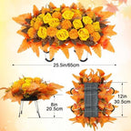 fall cemetery flowers for grave fall saddle flowers, close-up detail