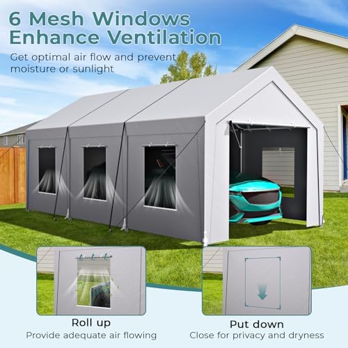 carport 10x20 ft heavy duty, car port with, side view