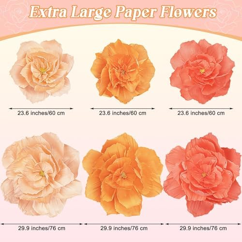 aneco 6 pieces large paper artificial flowers 3d shown in use