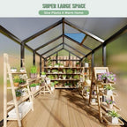 6x8 ft greenhouse, outdoor sliding door, polycarbonate greenhouse, package contents