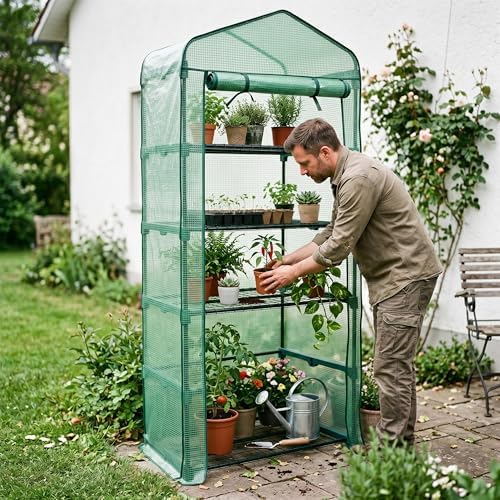 worth garden 5 tier mini sun shade greenhouse on a desk or shelf