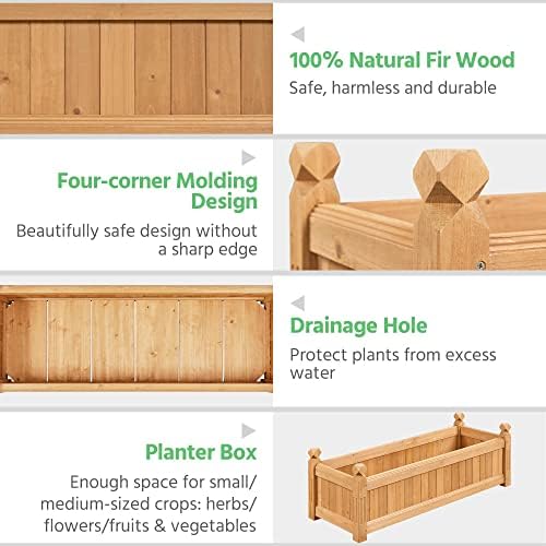 yaheetech 43.5" wooden raised garden bed rectangular planter, view 9