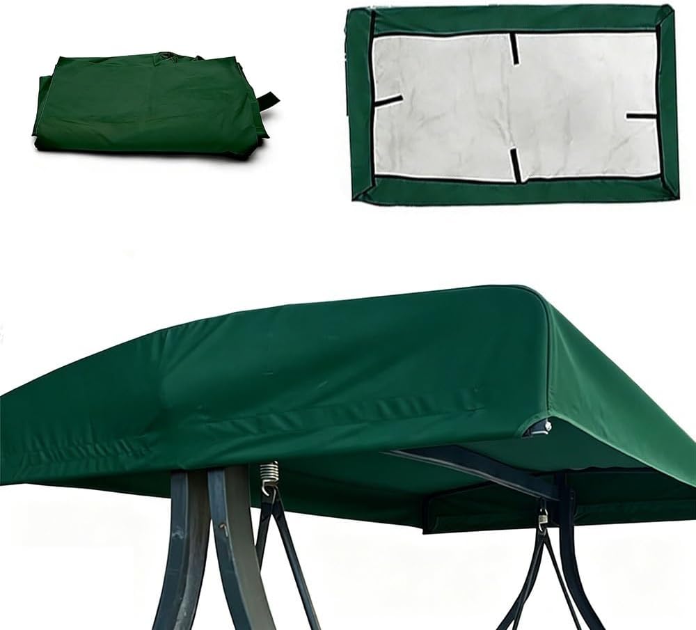 Swing Canopy Replacement Top 75x47in 84x48in Universal Outdoor Swing Chair Replacement Canopy Top Covers 3 Seat 210D Thickened Oxford(Green,84x48x9in)