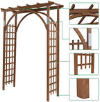 outvita 7ft dark brown wooden garden arbor arch shown in use