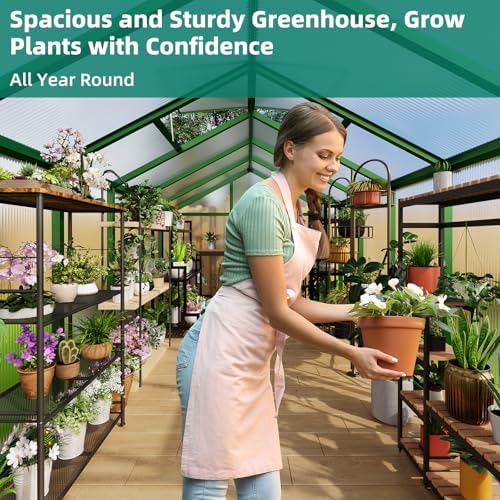 garvee 8x12 ft greenhouse - large aluminum greenhouses shown in use