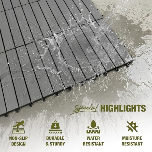acacia interlocking deck tiles, 12in, 9pcs outdoor flooring, view 10