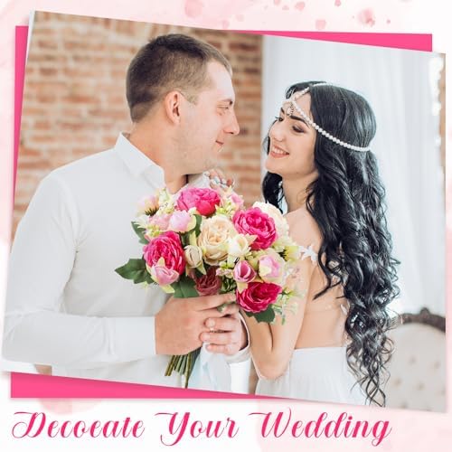 geosar 8 bundles artificial peonies flowers,bright color on a desk or shelf