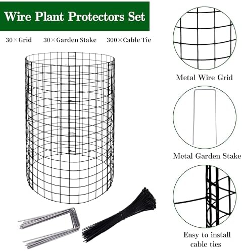 10 packs wire plant protector from animals, metal, close-up detail