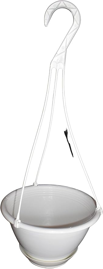 8" White Plastic Hanging Basket with Saucer by Koba (25)