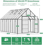 16x10x10 ft large greenhouse for outdoor, easy assembly, view 9