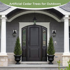 vitalismo 5ft uv-resistant artificial cedar trees for front showing dimensions
