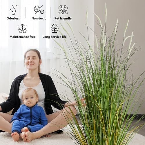 3ft 2-pack artificial cattail reed grass, 35in artificial, package contents