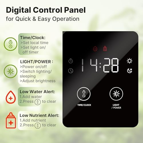 suncoze smart hydroponics growing system, 20 pods, 25, close-up detail