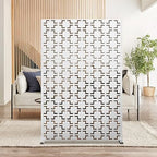 elevens metal outdoor privacy screen, freestanding outdoor divider shown in use
