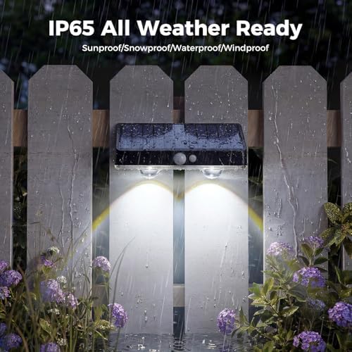kolpop 16 Pack Solar Fence Lights Outdoor with 3 Modes Motion Sensor,IP65 Waterproof Fence Lights Solar Powered,1200mAh 60LM Bright LED Solar Lights for Fence,Patio,Backyard,Wall,Garden(Cool White)