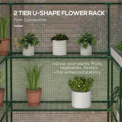 outsunny 4.6' x 4.7' portable greenhouse walk-in water/uv, close-up detail
