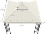 Sumfaller 10x10 FT Gazebo Replacement Canopy Top Cover Double Tiered Canopy Top Cover for Patio Garden Outdoor BBQ Roof Cover Grill Shelter (Beige)