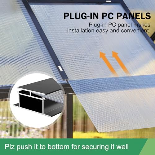 polycarbonate greenhouse kit,8x6x6 ft outsides heavy duty green, side view