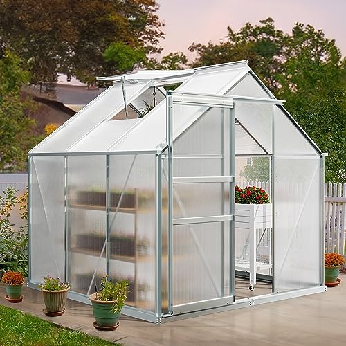 yitahome 6x6ft polycarbonate greenhouse heavy duty green houses, view 9