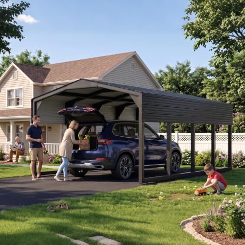 12×20 ft carport, 2"x2" reinforced frame & 29-gauge, close-up detail