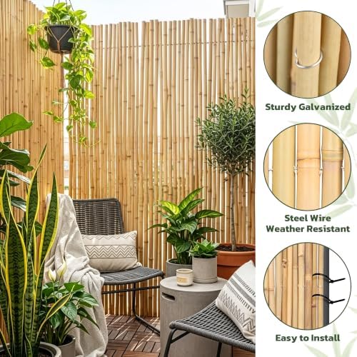 natural bamboo fence, 4 ft x 6 ft, side view