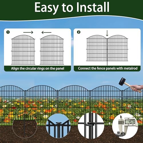 uliok 15 panels decorative garden fence, 32 in(h) showing dimensions