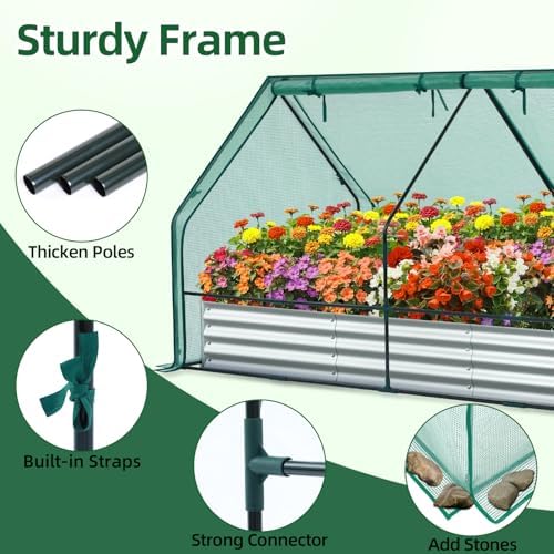 ohuhu 8x4x1 ft raised garden bed outdoor with, front angle view