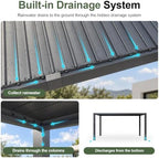 aoxun louvered pergola 12x14 all-aluminum, waterproof curtains and, view 13