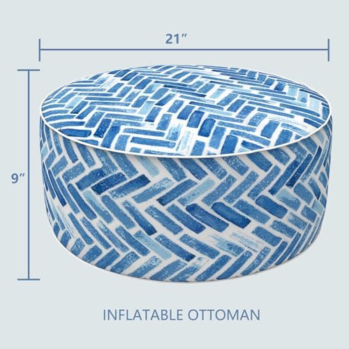 lvtxiii indoor/outdoor inflatable ottoman, all weather round footrest, close-up detail