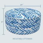 lvtxiii indoor/outdoor inflatable ottoman, all weather round footrest, close-up detail