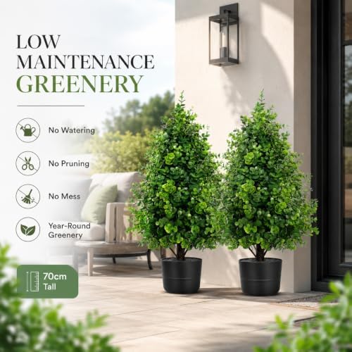 thkful 2 pack artificial boxwood topiary trees with, close-up detail