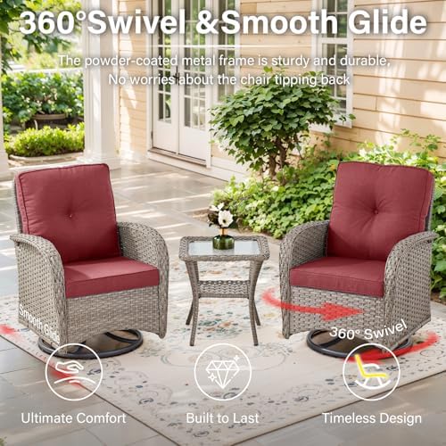 belord swivel patio chairs wicker set - outdoor, close-up detail