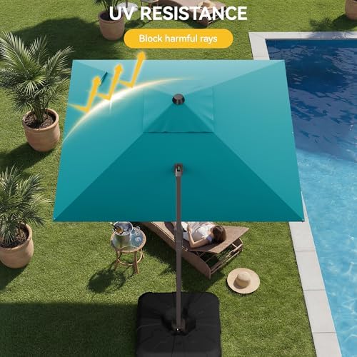10x10ft cantilever outdoor umbrella, 360° rotating large offset showing dimensions