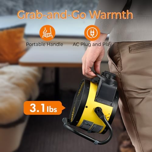 air choice greenhouse heater with digital thermostat, 1500w, front angle view