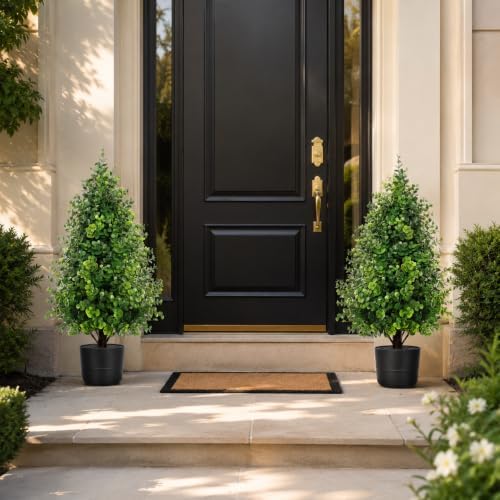 thkful 2 pack artificial boxwood topiary trees with, front angle view