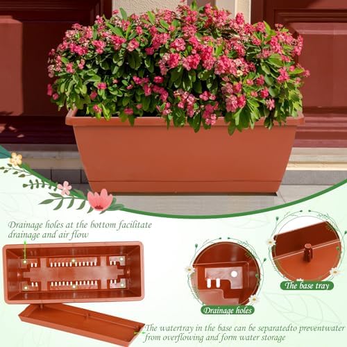 17inches rectangle planter box with drainage holes and, side view