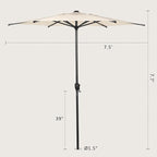 Abba Patio 7.5FT Lyon Outdoor Patio Umbrella Outdoor Table Umbrella with Push Button Tilt and Crank Market Umbrella 6 Sturdy Ribs UV Protection Waterproof for Garden Deck Backyard Pool Beige