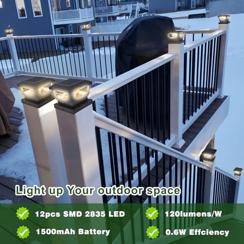 solar post cap lights for 3x3 metal/vinyl & showing dimensions