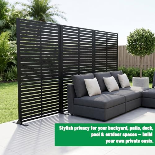 snugniture “metal privacy screen”, 72" h × 47" shown in use