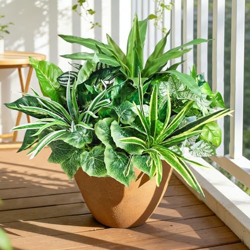 artificial plants for outdoors faux greenery leaves uv shown in use