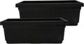 The HC Companies 24 Inch Venetian Window Planter Box with Drainage Plug, Lightweight UV-Resistant Plastic Indoor & Outdoor Planters, 2-Pack Flower Box for Garden & Home Decor, Black